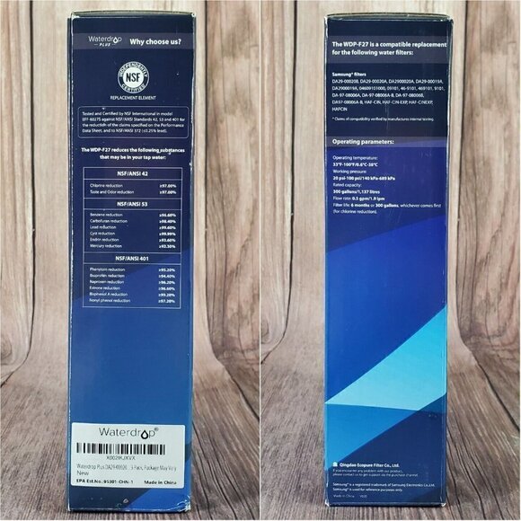 Open Box Waterdrop Plus Wdp-F27 Refrigerator Water Filter For Samsung 3 Pack - Picture 4 of 12